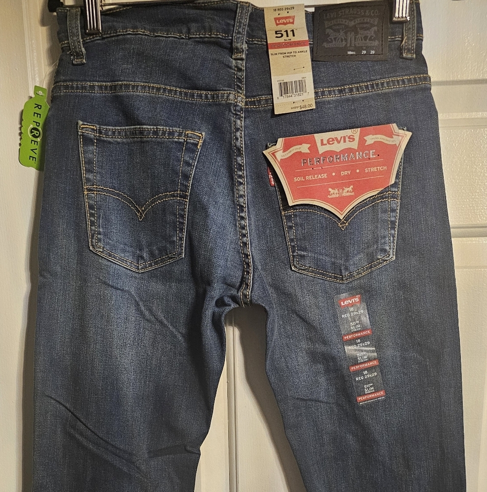 Boys Levi's 511 slim blue jeans size 18 Reg 29x29 slim fit